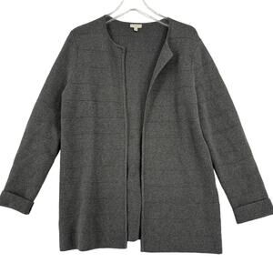 Talbots Cardigan Sweater Women's Size S Gray Open Front Cotton Stretch Knit